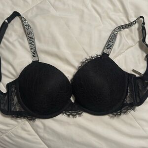 Victorias Secret Black Lace and Rhinestone Bra